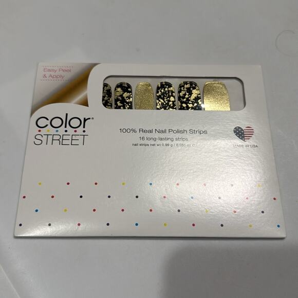 NWT Color Street "Don't Flake On Me" Gold Black Nail Strips - Picture 2 of 4